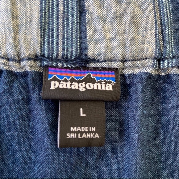 Patagonia blue skirt striped ajustable waist grey blue hemp cotton organic Large - Picture 3 of 13